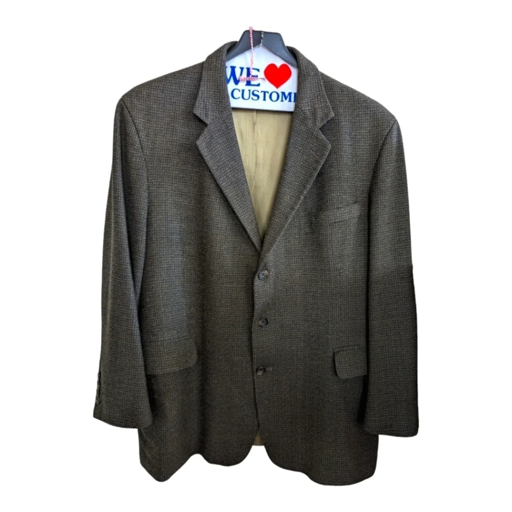 Baracuta Wool Brown Tweed  3 Button Jacket Size 48R Internal Flaw